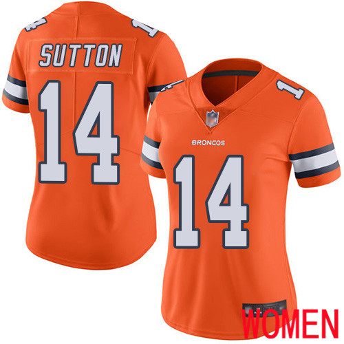 Women Denver Broncos #14 Courtland Sutton Limited Orange Rush Vapor Untouchable Football NFL Jersey->denver broncos->NFL Jersey